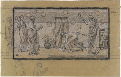 Tanulmány Battledore és Shuttlecock számára, 1871 körül (kréta grafit felett a papíron)